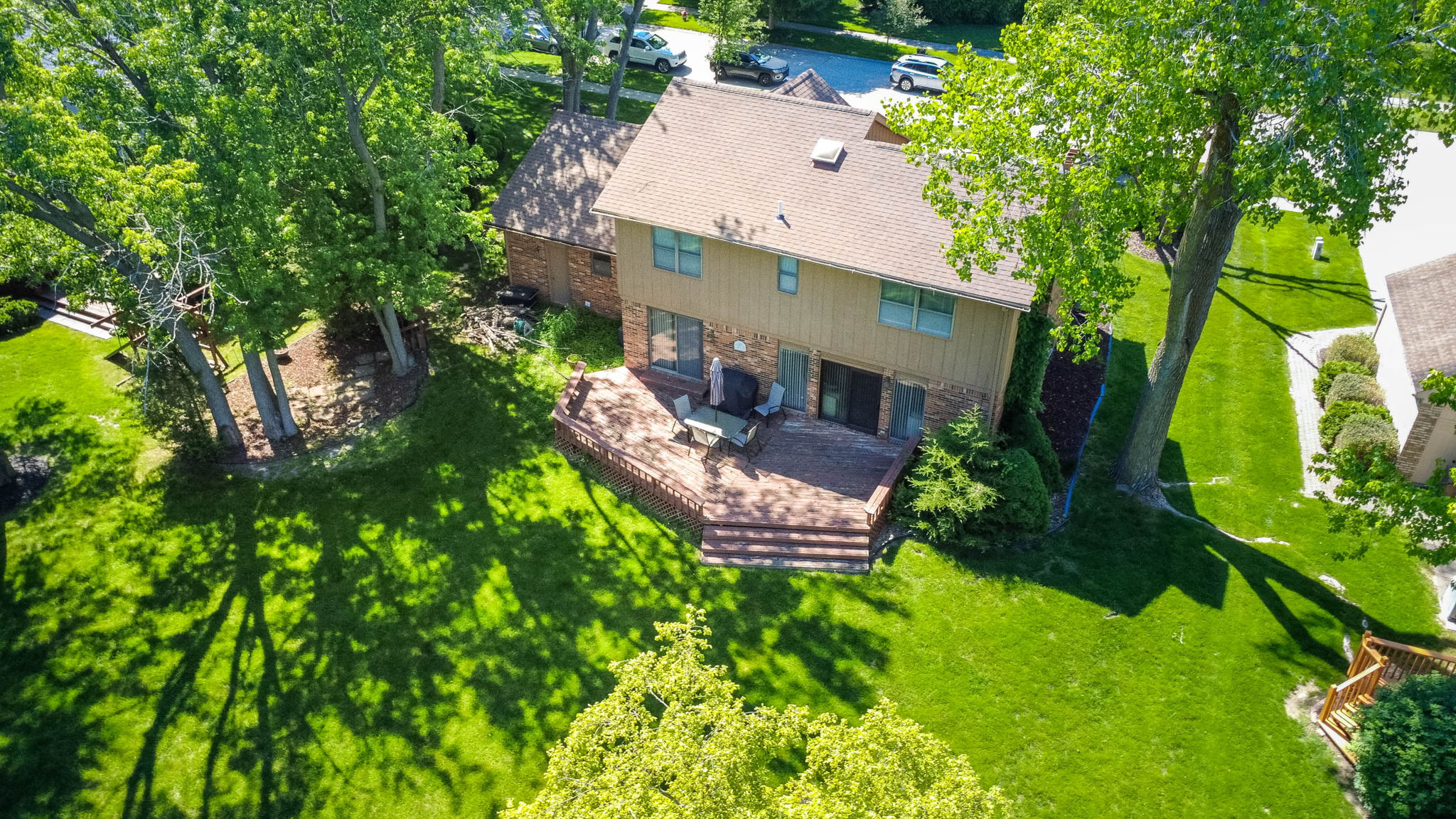 Aerial view of the rear of the home
