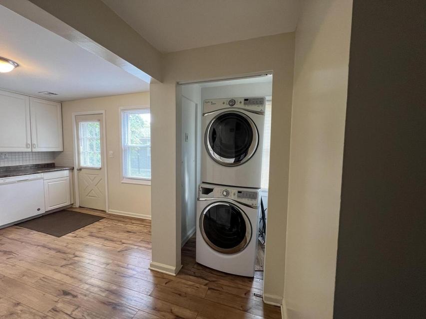 Main-level laundry with stacked washer & dryer