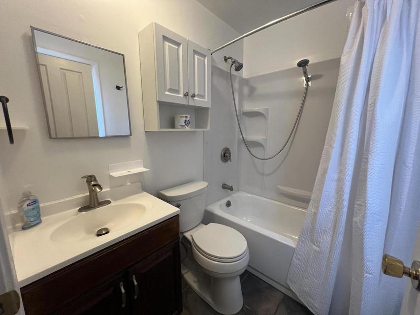 Full bathroom with tub and vanity